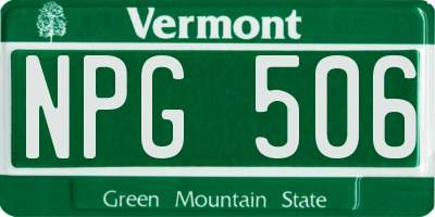 VT license plate NPG506