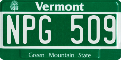 VT license plate NPG509