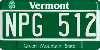 VT license plate NPG512