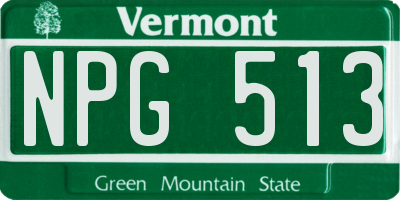 VT license plate NPG513