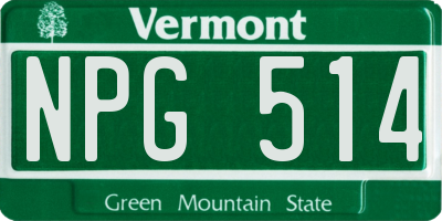 VT license plate NPG514