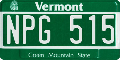 VT license plate NPG515
