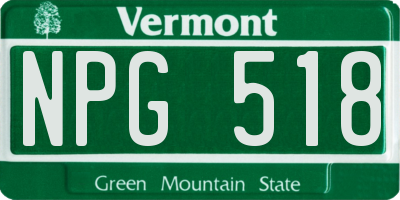 VT license plate NPG518