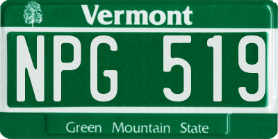 VT license plate NPG519