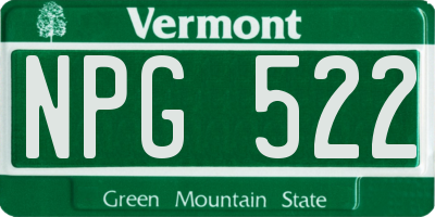 VT license plate NPG522