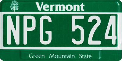 VT license plate NPG524