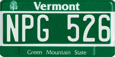VT license plate NPG526