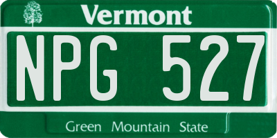 VT license plate NPG527