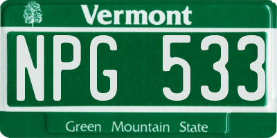 VT license plate NPG533