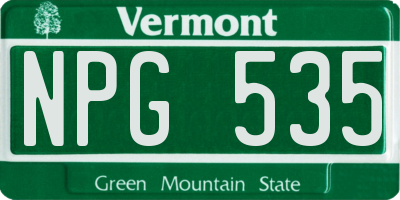 VT license plate NPG535