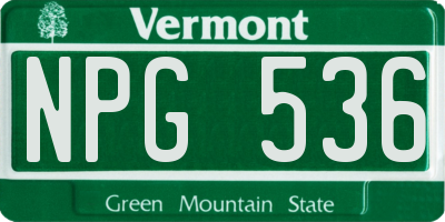 VT license plate NPG536