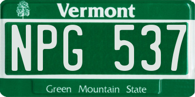 VT license plate NPG537