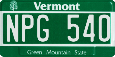 VT license plate NPG540