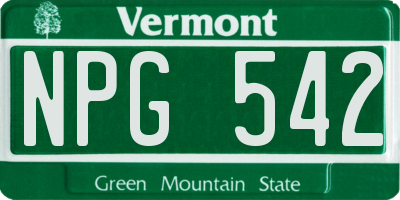 VT license plate NPG542