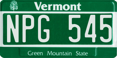 VT license plate NPG545