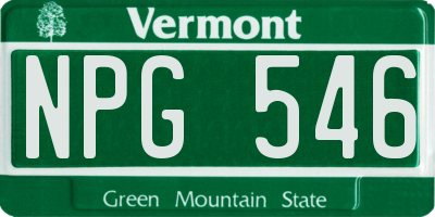 VT license plate NPG546