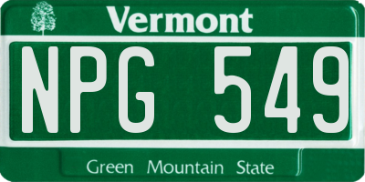 VT license plate NPG549