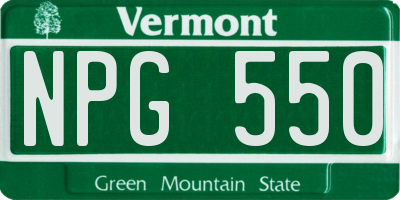 VT license plate NPG550