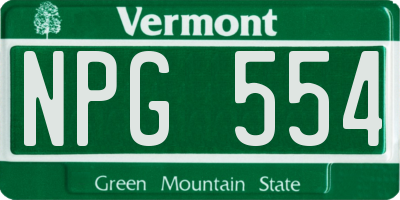 VT license plate NPG554