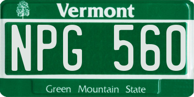VT license plate NPG560