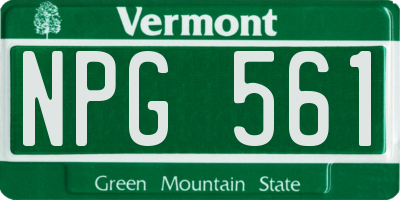 VT license plate NPG561