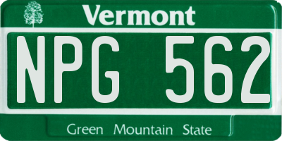 VT license plate NPG562