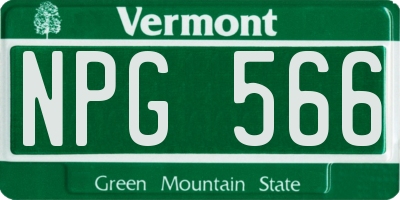 VT license plate NPG566