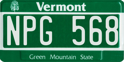 VT license plate NPG568