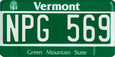 VT license plate NPG569