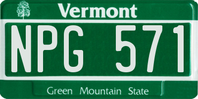 VT license plate NPG571