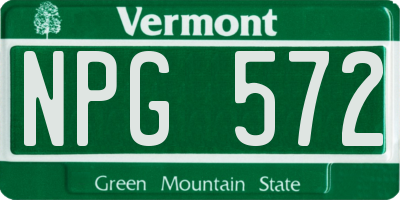 VT license plate NPG572
