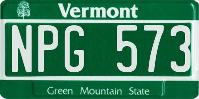 VT license plate NPG573