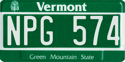 VT license plate NPG574