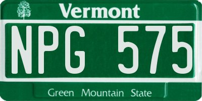 VT license plate NPG575