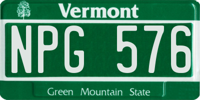 VT license plate NPG576