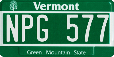 VT license plate NPG577