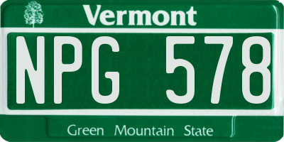 VT license plate NPG578
