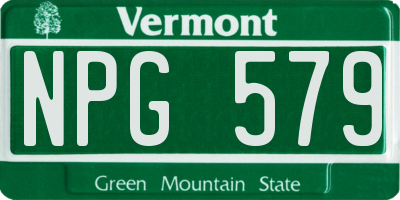 VT license plate NPG579
