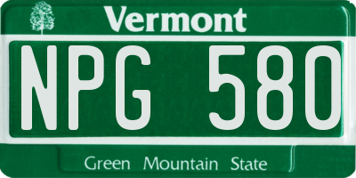 VT license plate NPG580