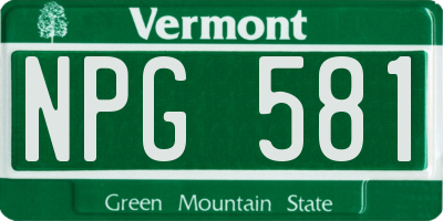 VT license plate NPG581