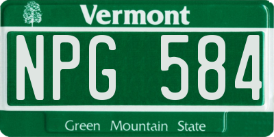 VT license plate NPG584