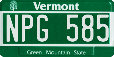 VT license plate NPG585