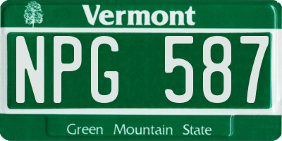 VT license plate NPG587