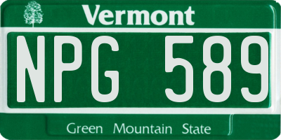 VT license plate NPG589