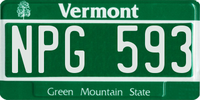 VT license plate NPG593