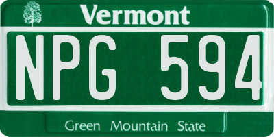 VT license plate NPG594