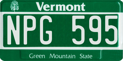 VT license plate NPG595