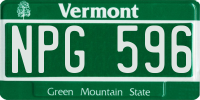 VT license plate NPG596