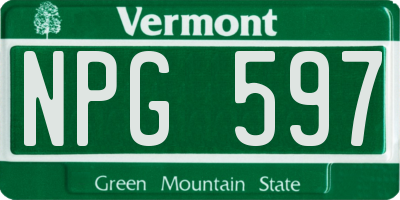 VT license plate NPG597