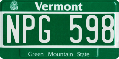 VT license plate NPG598